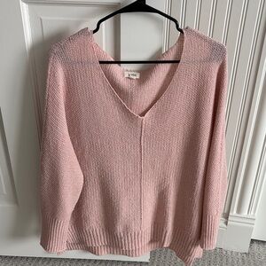 LA MIEL Soft Pink V-Neck Sweater Women’s Size Large